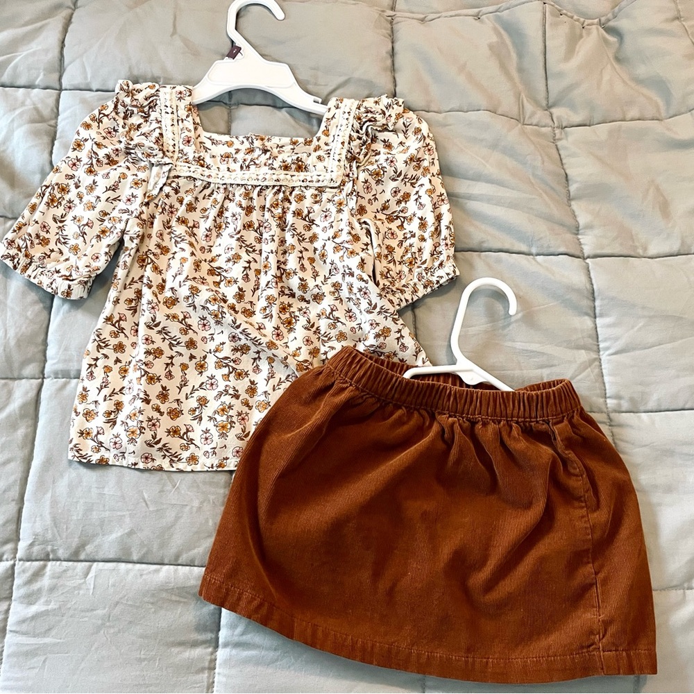 Toddler girls blouse & corduroy skirt set